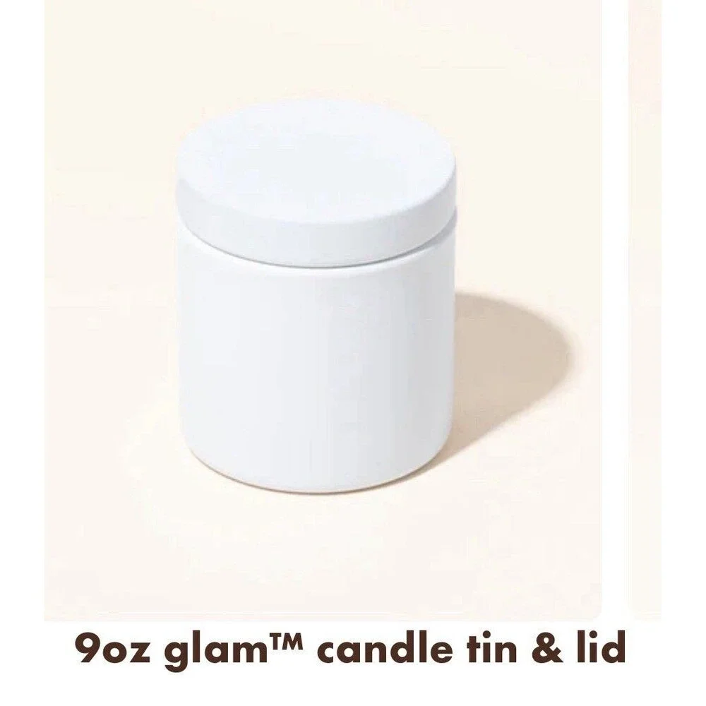 Makesy 9oz GLAM  White Candle Tins w/ Lids | Matte  Jars  Box 12 pieces  NEW